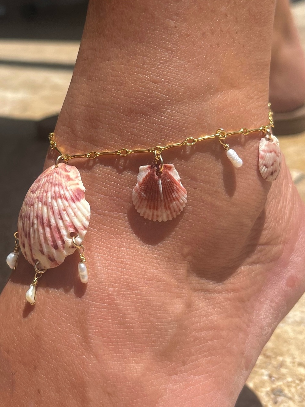 Seashell anklet | Handmade 14k Gold filled shell anklet